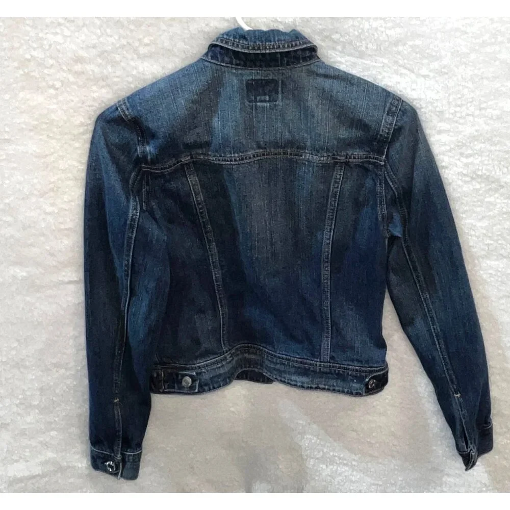 American Eagle Outfitters Distressed  Denim Jacket S/P Button Front - Picture 2 of 5
